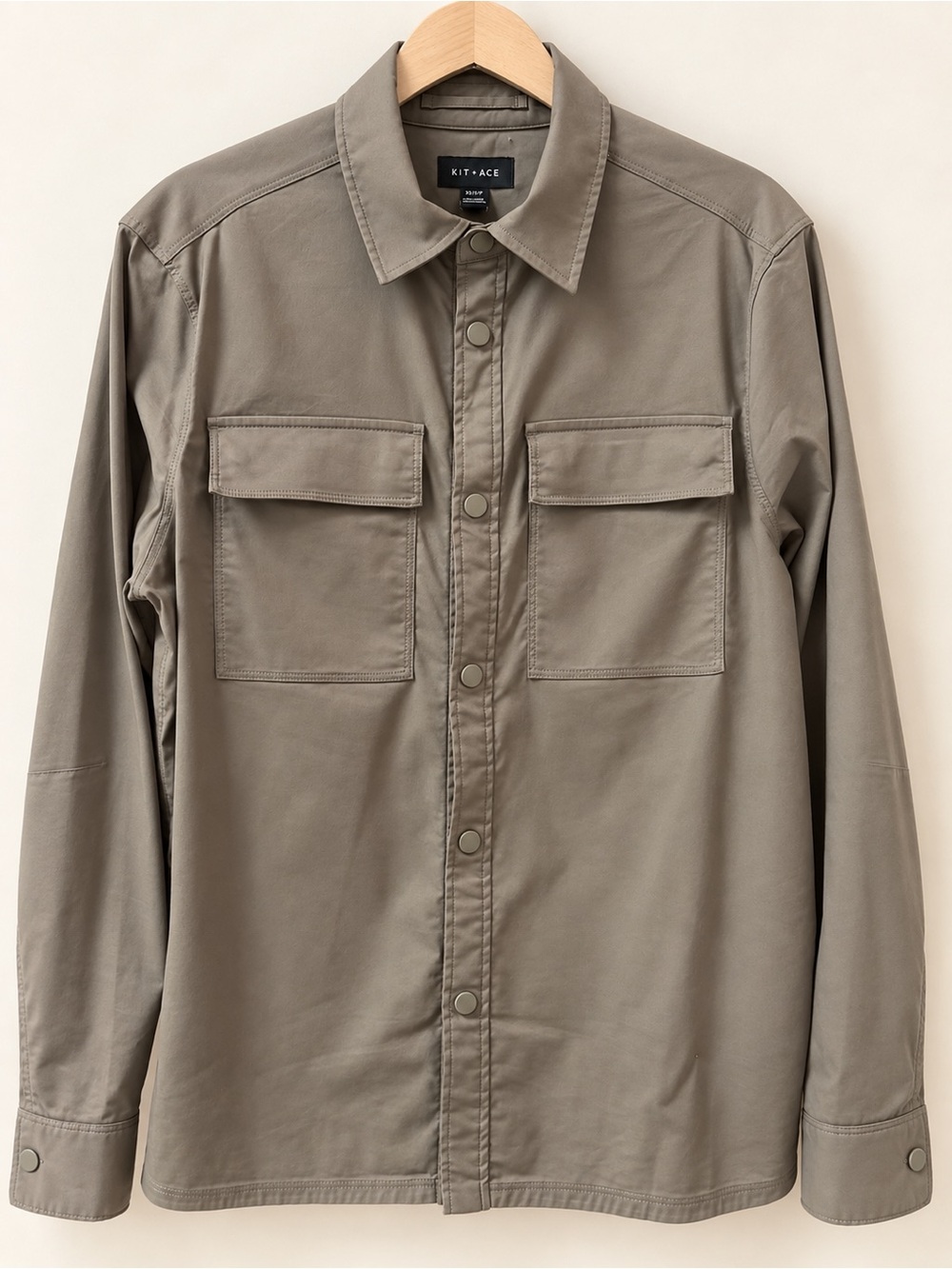 Kit and Ace Men's Taupe Button-Front Utility Shirt